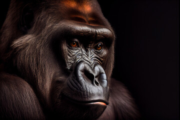 Obraz premium Portrait of a gorilla. generative ai