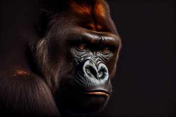 Obraz premium Portrait of a gorilla. generative ai
