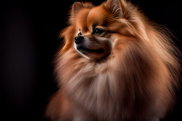 Portrait of a pomeranian dog. generative ai