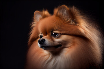 Obraz premium Portrait of a pomeranian dog. generative ai