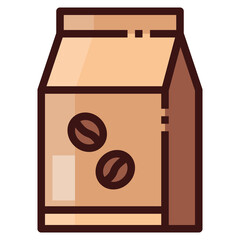 Coffee bag. Filled outline icon. PNG file transparency background