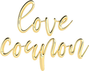 Love Coupon Golden 3D Metallic Thin Chrome Cursive Text Typography