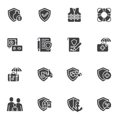 Insurance vector icons set