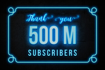 500 Million  subscribers celebration greeting banner with Neon Design
