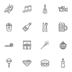 Obraz premium Party entertainment line icons set