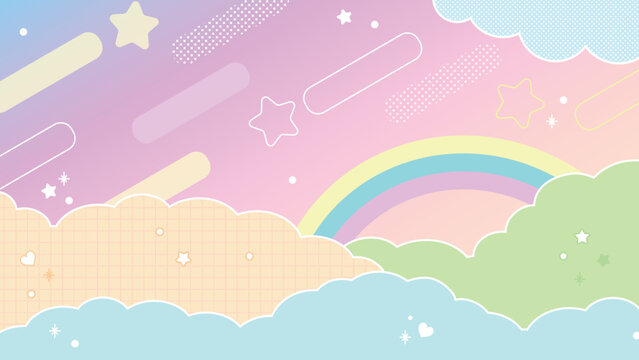 ゆめかわネオンの星空背景素材