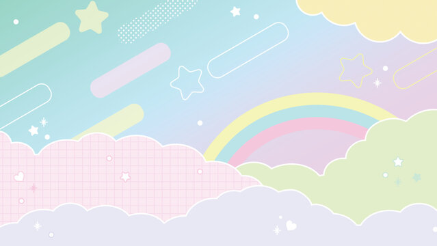 ゆめかわパステルな星空背景素材
