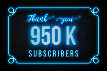 950 K  subscribers celebration greeting banner with Neon Design