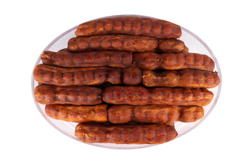 sweet tamarind isolated on white background peel pile