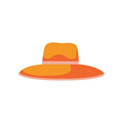 Orange sunhat on white background. Trendy female summer clothes flat vector illustration. Fashion, vacation concept