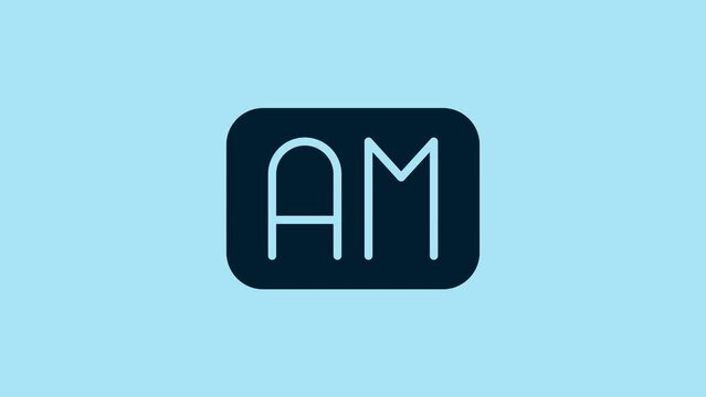 Blue Morning time icon isolated on blue background. Time symbol. 4K Video motion graphic animation