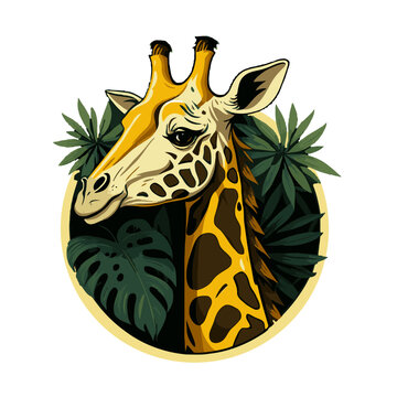 giraffe logo animal character logo mascot vector cartoon design template
