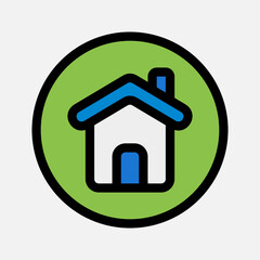 Home icon in filled line style about essentials, use for website mobile app presentation