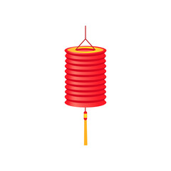 Traditional Asian folded decoration vector illustration. Chinese or Japanese street lamp for festivals, holidays, New Year, Chinatown isolated on white background. Celebration, decoration concept