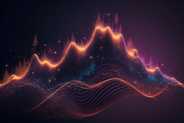 Cyber big data graph. Abstract background with a dynamic wave, ai generative illustration.