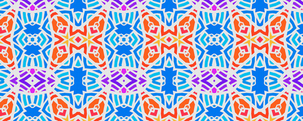 Fototapeta premium Colorful, textured and seamless ethnic pattern, illustration 
