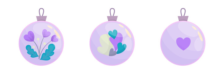 Valentine glass ball isolated. Valentine flower in ball. Cartoon vector illustration