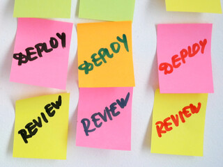 software scrum agile board with paper task, agile software development methodologies concept