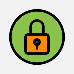 Padlock icon in filled line style about essentials, use for website mobile app presentation