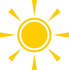 Cute yellow sun with sunlight ray drawing doodle icon PNG