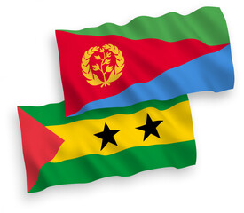 Flags of Saint Thomas and Prince and Eritrea on a white background