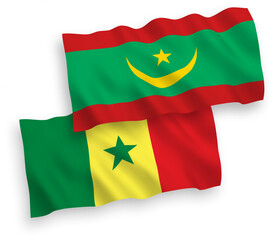 Flags of Republic of Senegal and Islamic Republic of Mauritania on a white background