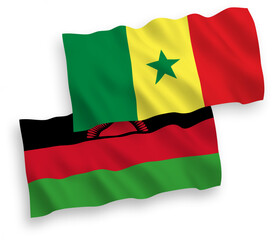 Flags of Republic of Senegal and Malawi on a white background