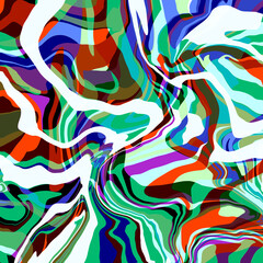 Fototapeta na wymiar Geometric swirly marble slab pattern Abstract bright multicolor layered wavy curved stripes