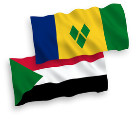 Flags of Saint Vincent and the Grenadines and Sudan on a white background