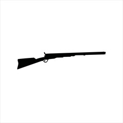 Black silhouette of shotgun on white background. Weapons of police and army