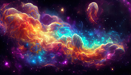 Fototapeta na wymiar Colorful universe galaxy nebula wallpaper as outer space concept