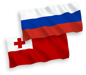 Flags of Kingdom of Tonga and Russia on a white background