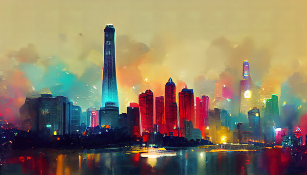 Shanghai Lujiazui night view, Detailed © Mukhlesur