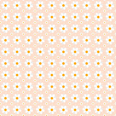 Flower doodle pattern seamless vector set on spring color tone