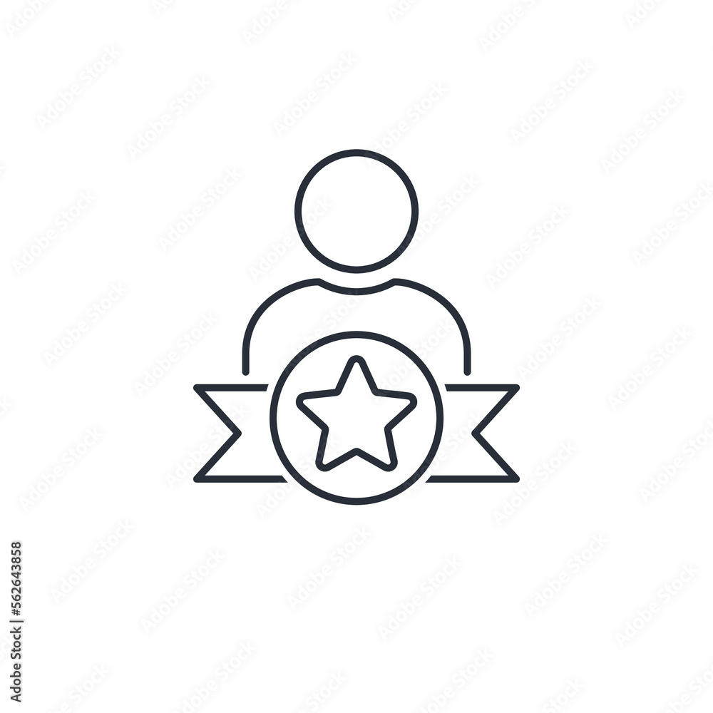 Poster business client marked with an asterisk.customer relationship management.vector linear icon isolated
