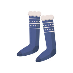 Cute cartoon female long socks. Warm woolen clothes vector illustration. Winter fashion concept