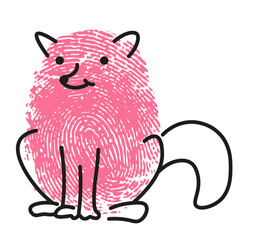 Drawing fingerprint with line art of wolf or fox