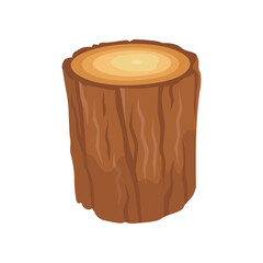 Wooden stump with rings vector illustration. Cartoon drawing of part of tree, wood, timber and lumber isolated on white background. Construction materials, forestry concept.