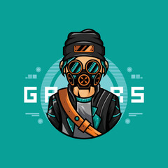 gamer mascot logo design. premium template logo © kopisenja401