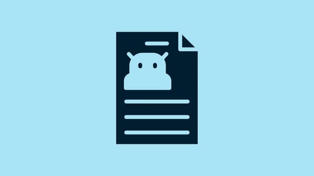 Blue Technical specification icon isolated on blue background. Technical support check list, team work solution, project management, software upgrade. 4K Video motion graphic animation