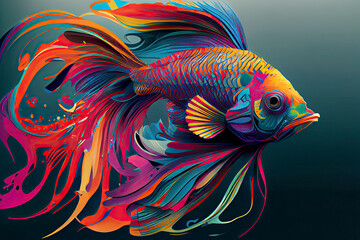 Obraz premium Colorful Siamese fighting fish or betta fish swimming