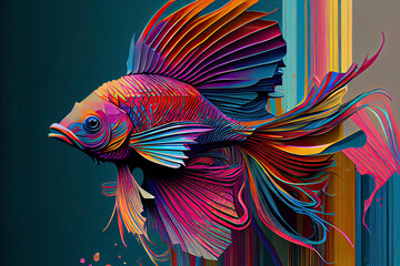 Obraz premium Colorful Siamese fighting fish or betta fish swimming