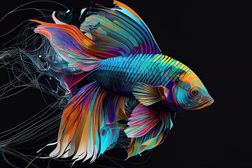 Obraz na płótnie Canvas Colorful Siamese fighting fish or betta fish swimming