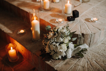 Wedding bouquet for bride in the church
