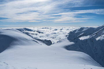 snow covered mountains, Paltinul Peak, Fagaras Mountains, Romania 