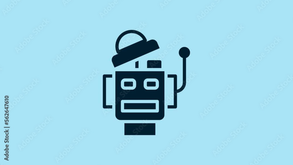 Poster blue robot icon isolated on blue background. artificial intelligence, machine learning, cloud comput
