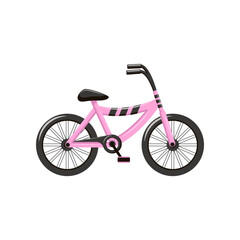 Pink tricycle for children or adults vector illustration. Cartoon design of kids toy or transport isolated on white background. Childhood, transportation, sports, adventure concept