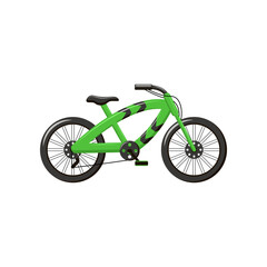 Naklejka premium Green bicycle for children or adults vector illustration. Cartoon design of kids toy or transport isolated on white background. Childhood, transportation, sports, adventure concept