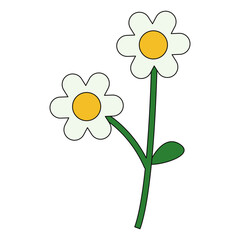 Retro groovy flower isolated on white