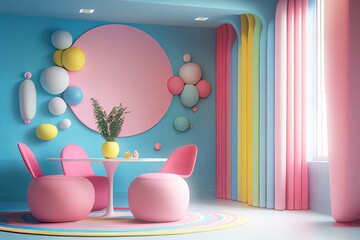 Obraz na płótnie Canvas Cute fantasy interiors created using Generative AI